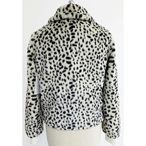 Spot Pattern Faux Fur Jacket