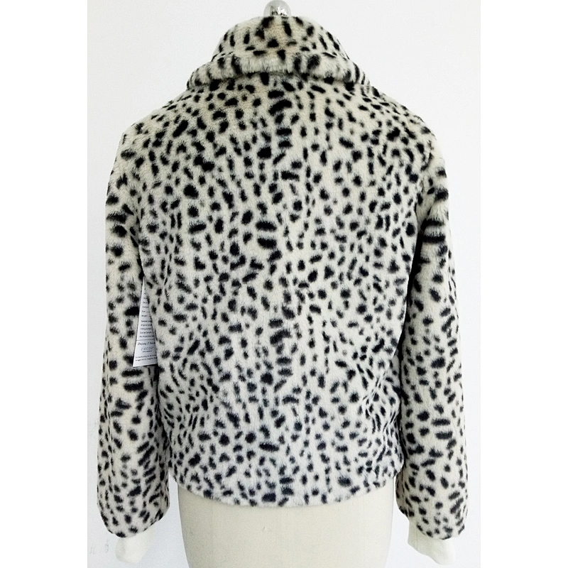 Spot Pattern Faux Fur Jacket