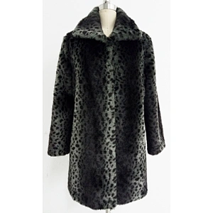 Mid-Length Animal Print Women Faux Fur Jacket