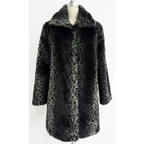 Mid-Length Animal Print Women Faux Fur Jacket