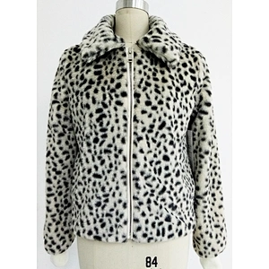 Spot Pattern Faux Fur Jacket