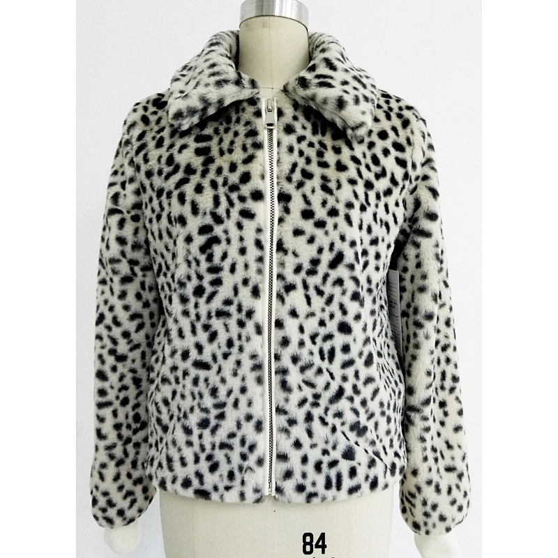 Spot Pattern Faux Fur Jacket