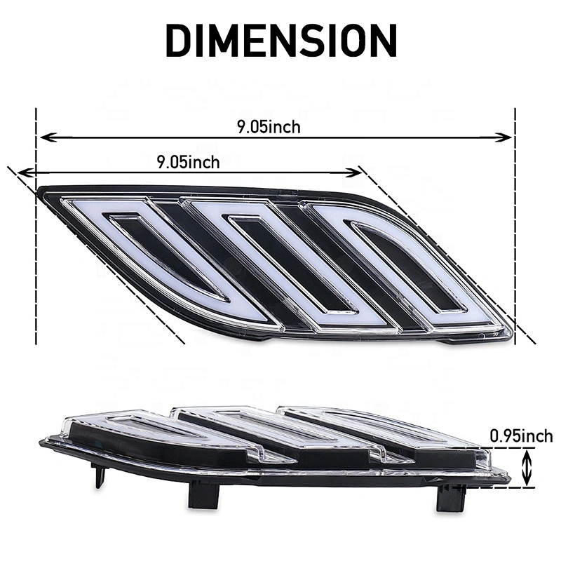 OVOVS Led Fender Vents Lighting with Amber Sequential Turn Signal Light White DRL for Ford Raptor 2017 up