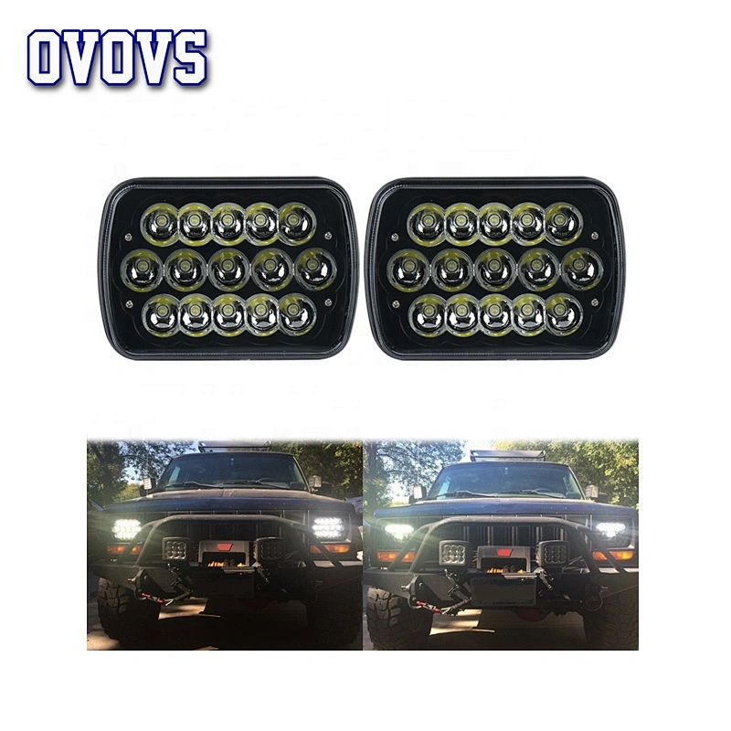 OVOVS Off Road 5X7'' black bezel square led headlight with high/low beam fits for Jeep Toyata Hummer