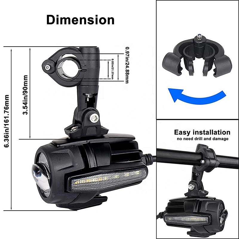 OVOVS Upgraded 40W Motorcycle Auxiliary Lights with Harness Yellow Cover Strobe auxiliary fog Lights