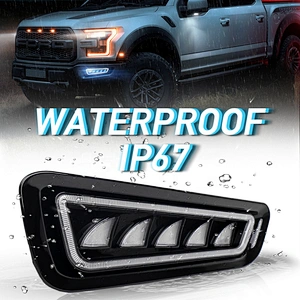 OVOVS 12V Three-Color Turn Signal Light with White Yellow Blue DRL Turn Signal Fog Lamp for Ford Raptor