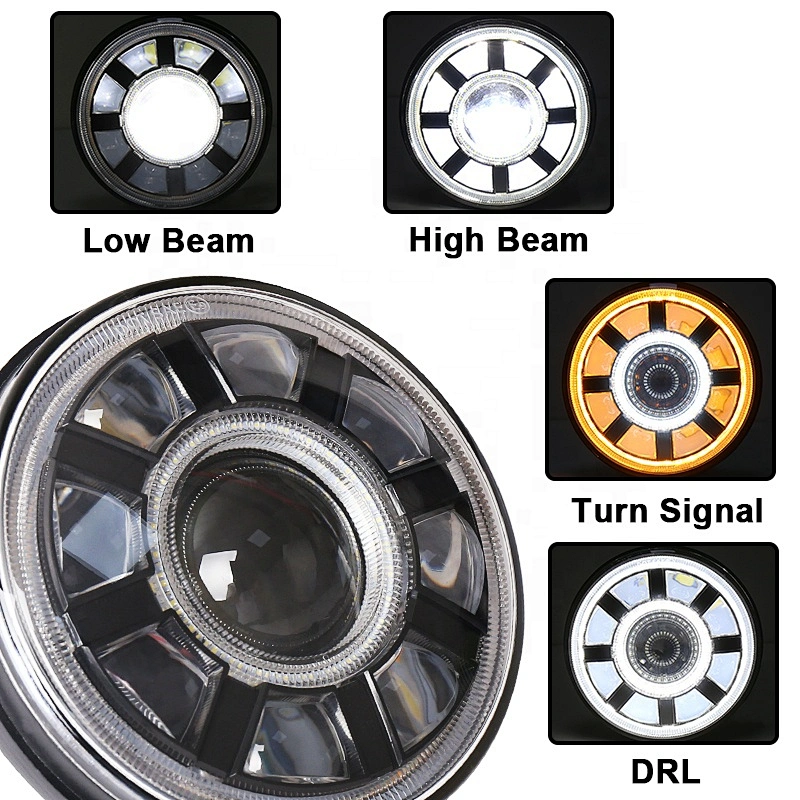 OVOVS 7 inch 60w led Headlight 12v 24v with Halo DRL Turn Signal 7