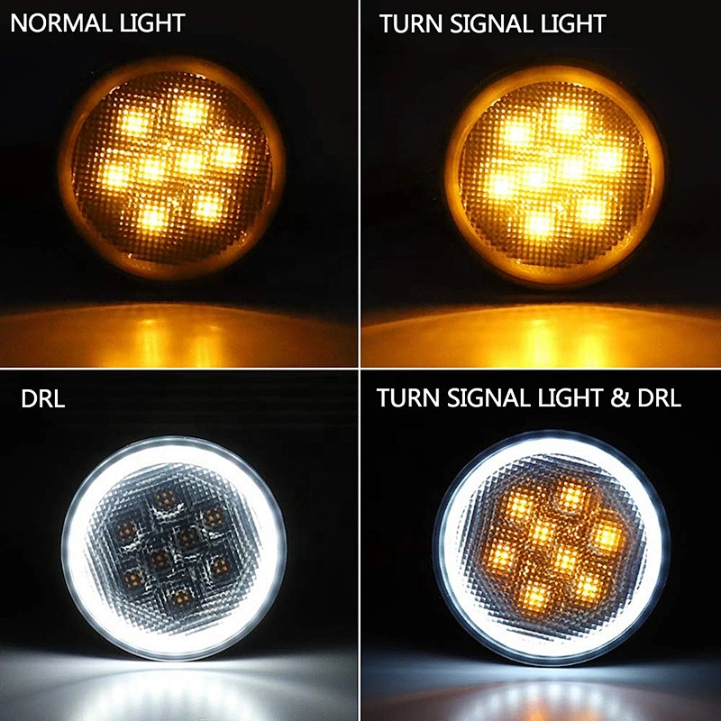 OVOVS Smoked Amber Car LED Parking Side Marker Light Front Fender for Jeep WranglerJK Front Grill Turn Light