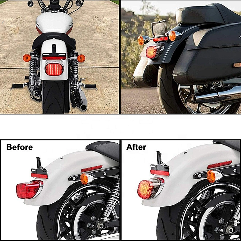 12V led tail light smoked lens black& red motorcycle rear lights brake turn signal lights for harley davidson