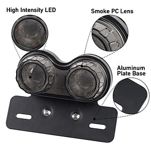 OVOVS Universal Motorcycle Tail Light and License Plate Holder Turn Signals Brake Stop Lights for Harley Bmw Honda