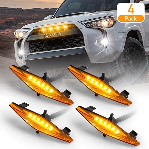 OVOVS 12v Car Led Grille Light Diamond Shape Amber Grille Lights for Toyota 4 Runner TRD