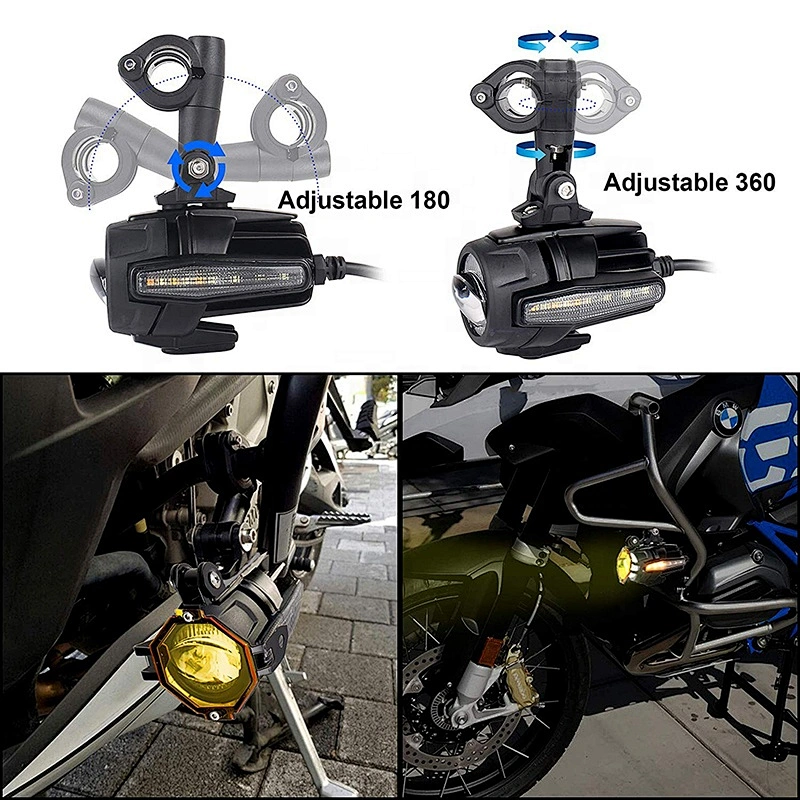 OVOVS Upgraded 40W Motorcycle Auxiliary Lights with Harness Yellow Cover Strobe auxiliary fog Lights