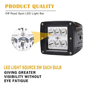 OVOVS car accessories 3inch 12v 18w offroad led work light