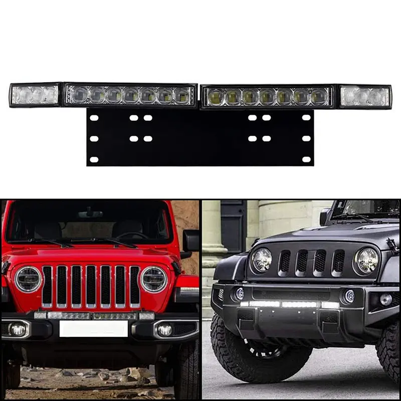 OVOVS 2018 New License Plate Light Bar Mount with Led Spot Light Bar Combo for Jeep Truck SUV ATV Offroad Toyota Ford Chevrolet