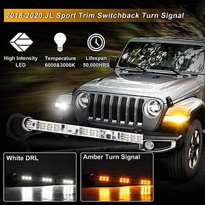 OVOTOR JL Turn Signal Light White DRL Amber Switchback Dynamic Sequential JL LED Turn Signals