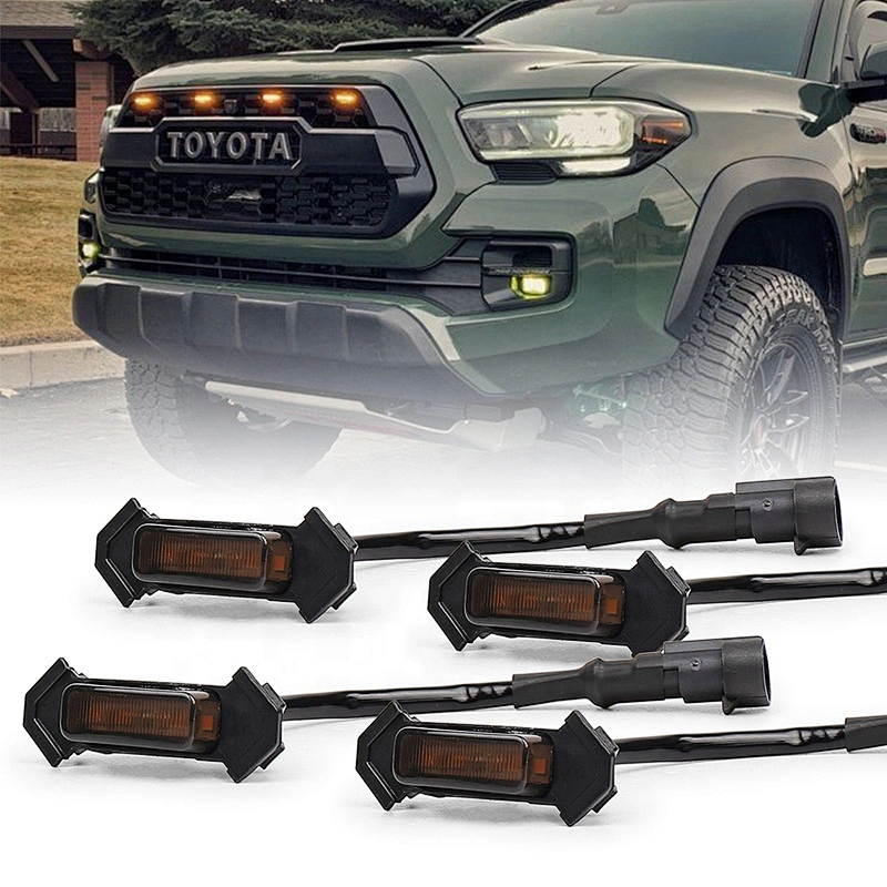 OVOVS Grille Led Amber Light Kit 4PCS Pack with Wiring Harness for Toyota Tacoma