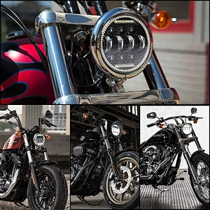 OVOVS 5 3/4 inch 55w Led Motorcycle Headlight with Halo 5.75