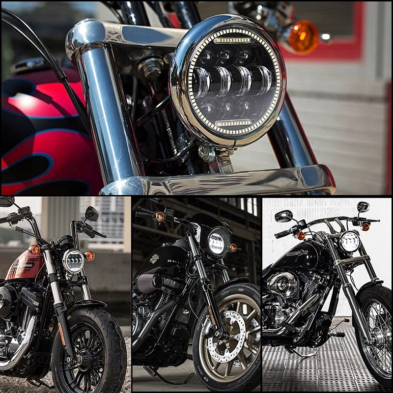 OVOVS 5 3/4 inch 55w Led Motorcycle Headlight with Halo 5.75