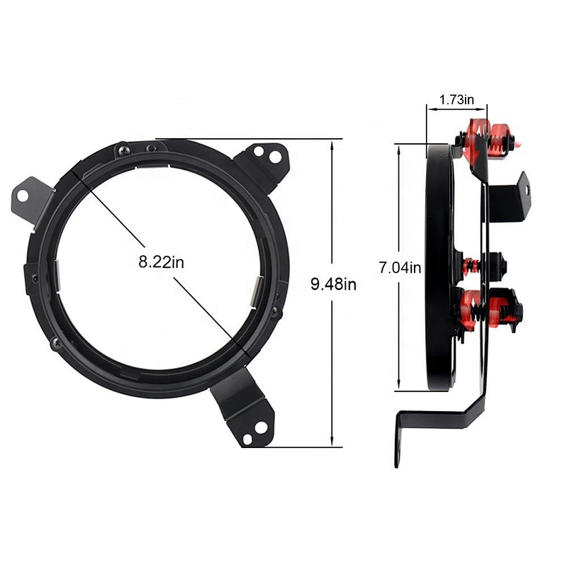 OVOVS New Round Stainless Steel Omni-Directional Adjustment Headlight Ring Mounting Brackets for 2018-2019 Jeep Wrangler JL