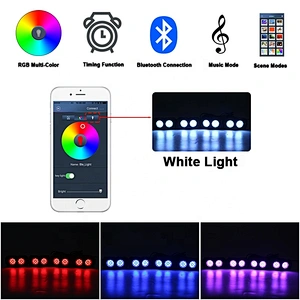 OVOVS 8 pods Bluetooth controlled RGB led rock light 8 mini RGB trucks lights led under car light