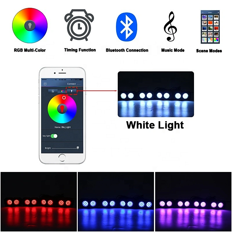 OVOVS 8 pods Bluetooth controlled RGB led rock light 8 mini RGB trucks lights led under car light