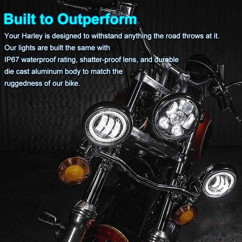 OVOVS 4.5 Inch LED Fog light 30w Motorcycle Driving Light with DRL halo for Harley