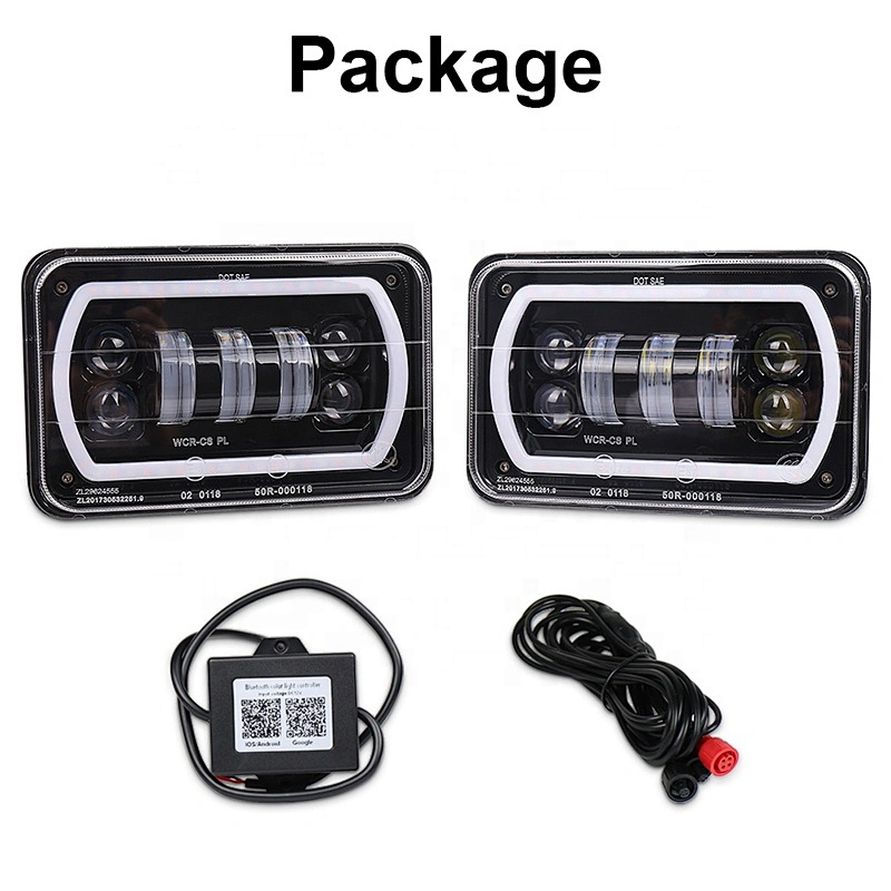 OVOVS Rectangular 4x6 Led Headlight RGB Halo 4x6