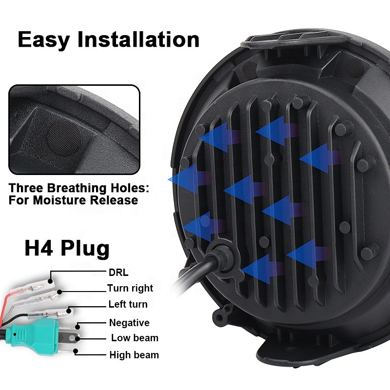 OVOVS Motorcycle 7 inch round LED Headlight with DRL Turn Signal Headlight for Honda Motorcycle