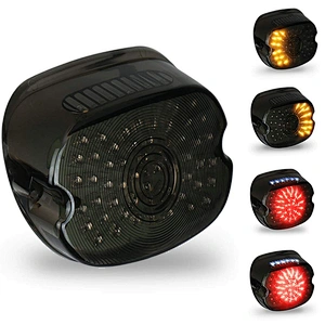 OVOVS Motorcycle Smoked Led tail lights 12V  Turn Signal Lights Led  License Plate Light for Harley Davidson