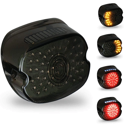 OVOVS Motorcycle Smoked Led tail lights 12V  Turn Signal Lights Led  License Plate Light for Harley Davidson