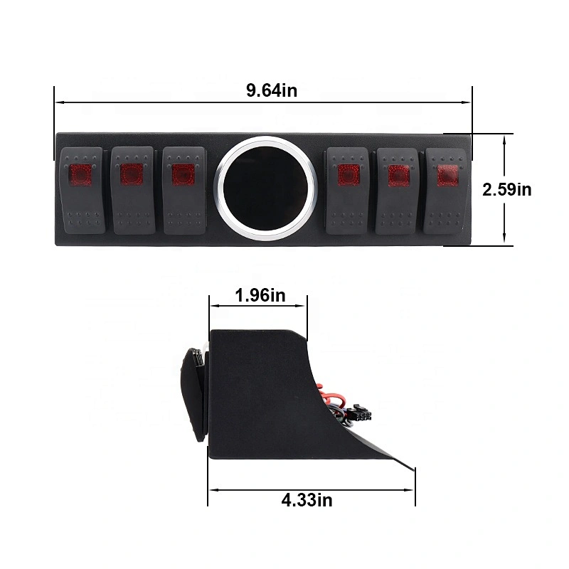 Control Box System 6 Rocker Switches Panel with Wiring Harness&Voltage meter for Jeep Wrangler JK
