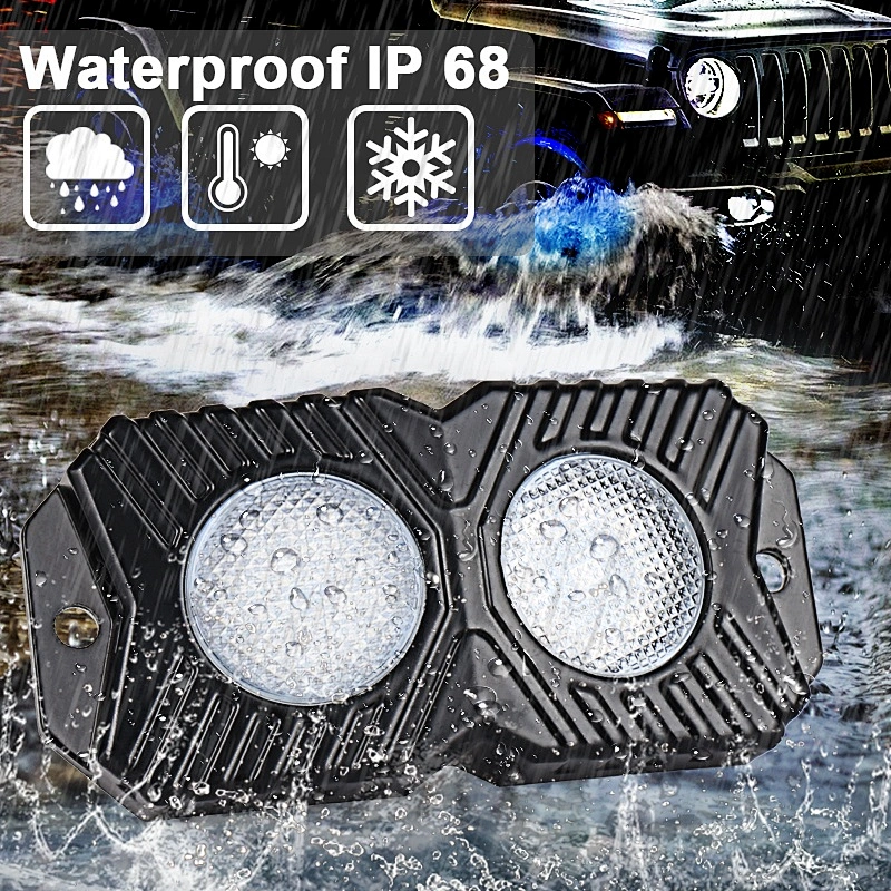 OVOVS ATV UTV Trucks Rock Lights Double Row 18w Underglow Led Rock Light Blue