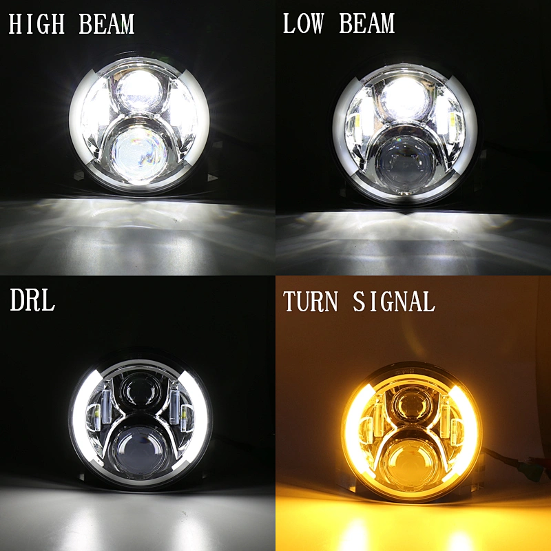 OVOVS 7 inch LED Headlights  with White DRL Amber Turn Signal Lights for Lada Urban 4x4 SUV Wrangler JK