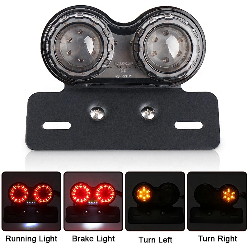 OVOVS Universal Motorcycle Tail Light and License Plate Holder Turn Signals Brake Stop Lights for Harley Bmw Honda