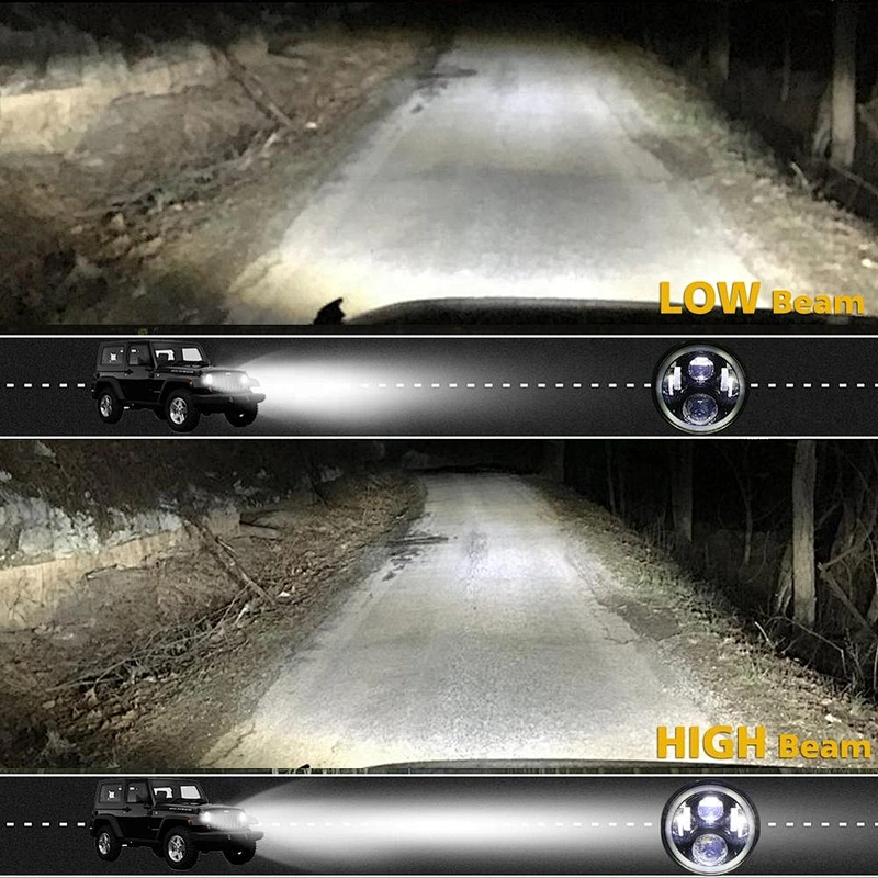 OVOVS Headlights with Rotating RGB Halo 7inch LED Headlamps Music Mode for Jeep Wrangler Hummer H1 H2