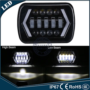 OVOVS 5X7'' LED Headlight Yellow White DRL Turn Signal Lights anti flicker for Jeep XJ MJ truck 4X4