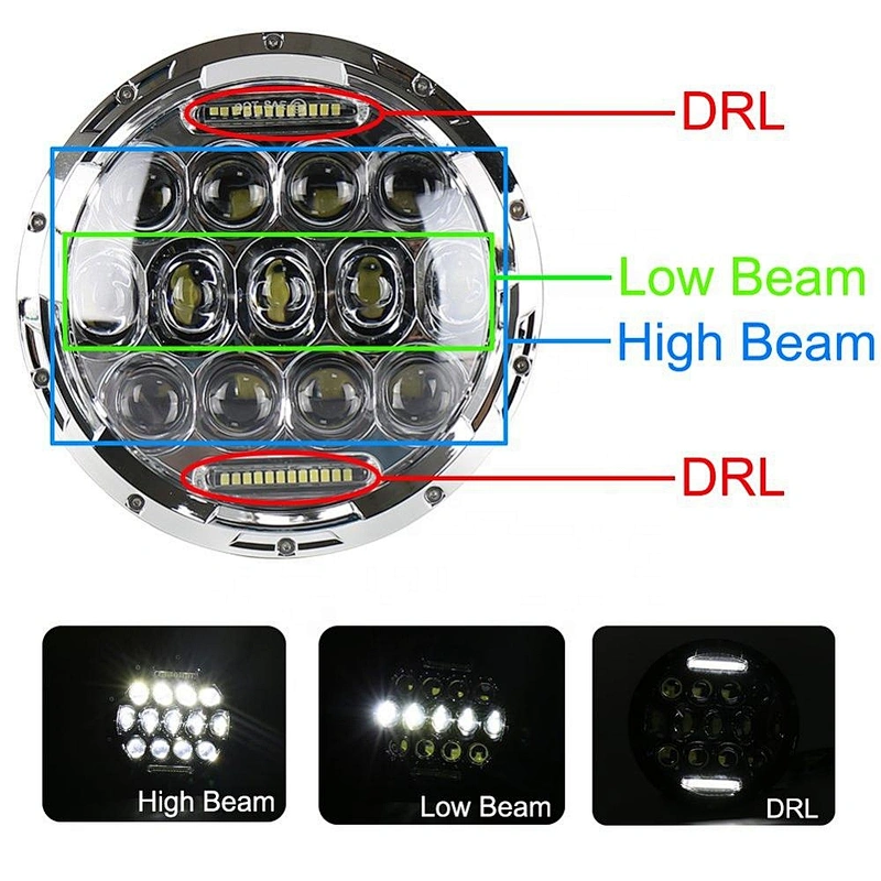 DOT E9 75w 7inch motorcycle led light round headlight daymakers led Headlight for harley Honda Jeep off road 4x4