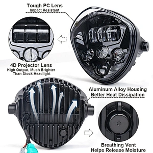 OVOVS 50w Motorcycle Led Headlight with DRL can Customize Turn Signal Headlight Fit for Universal Motorcycles