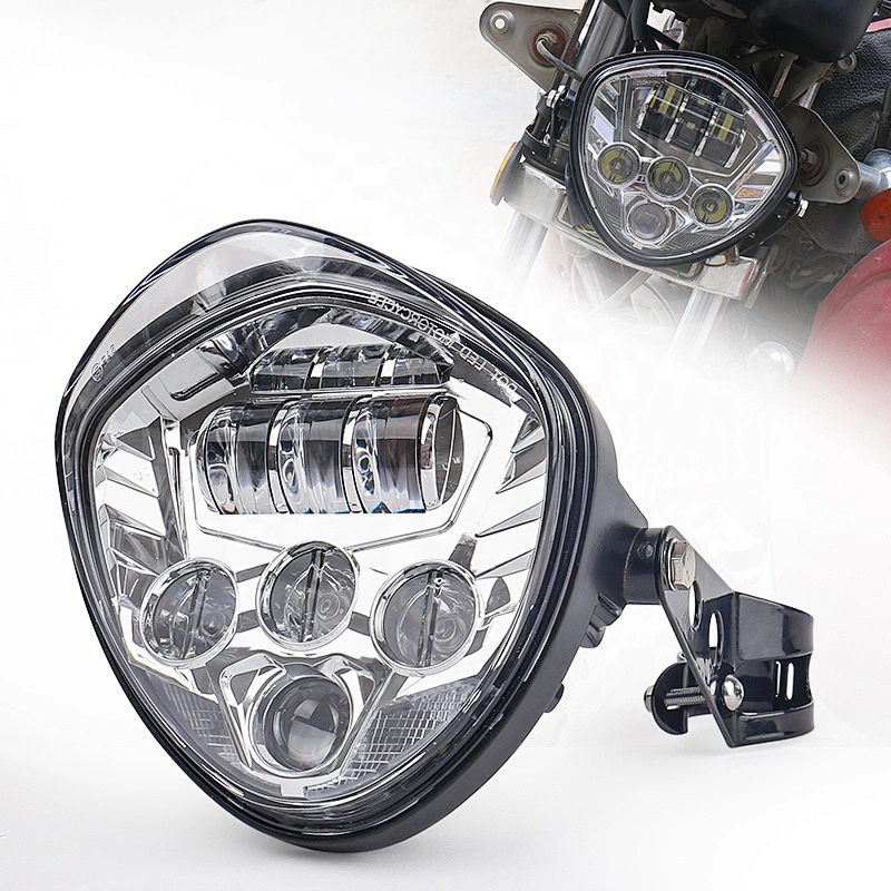 OVOVS 12v Chrome/Black Motorcycle Project Led Headlight with DRL Headlamp for Honda Harley Universal Motorcycle