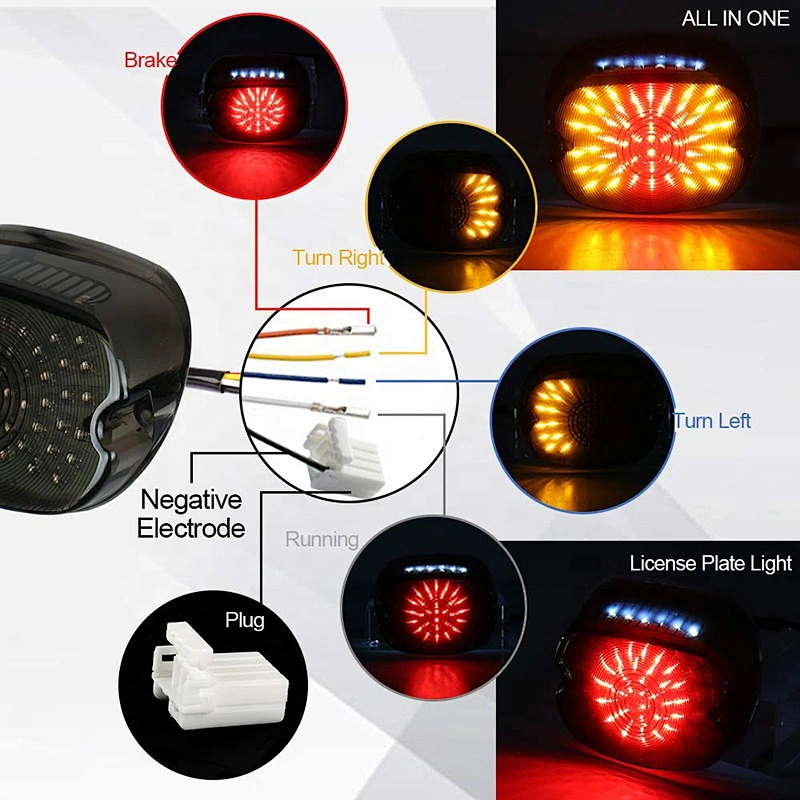 OVOVS Motorcycle Smoked Led tail lights 12V  Turn Signal Lights Led  License Plate Light for Harley Davidson