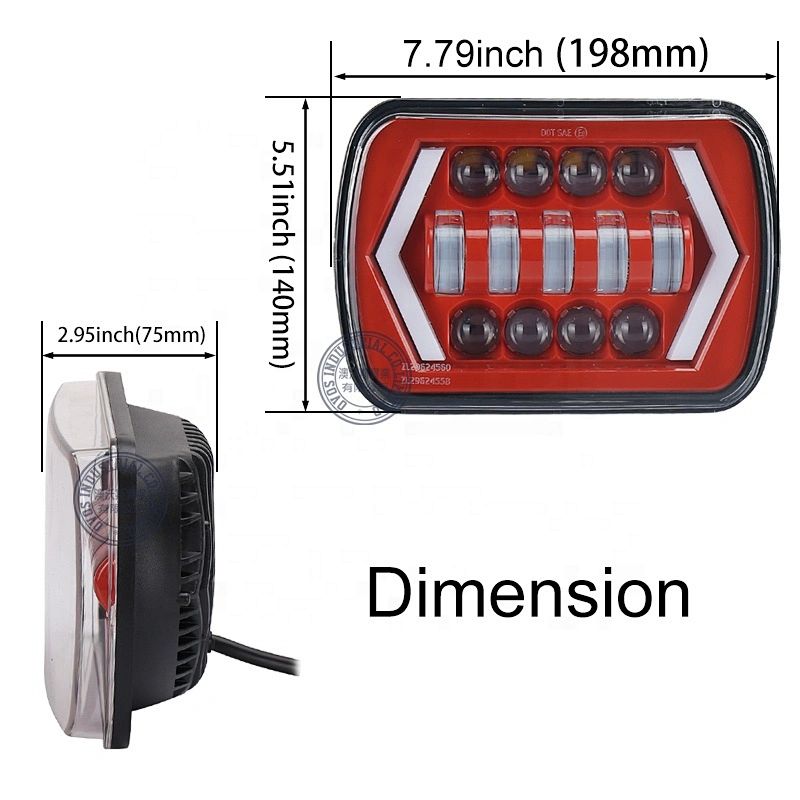 OVOVS Square Truck 5x7 7x6 7inch Rectangular Led Headlight with DRL Turn Signal Headlight