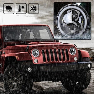 OVOVS 7 inch Round LED Headlight with High/Low Beam White Halo DRL for Jeep Wrangler Off Road Harley Davidson Motorcycle