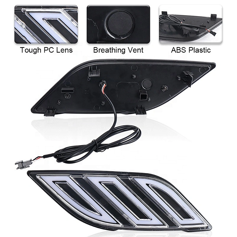 OVOVS Led Fender Vents Lighting with Amber Sequential Turn Signal Light White DRL for Ford Raptor 2017 up