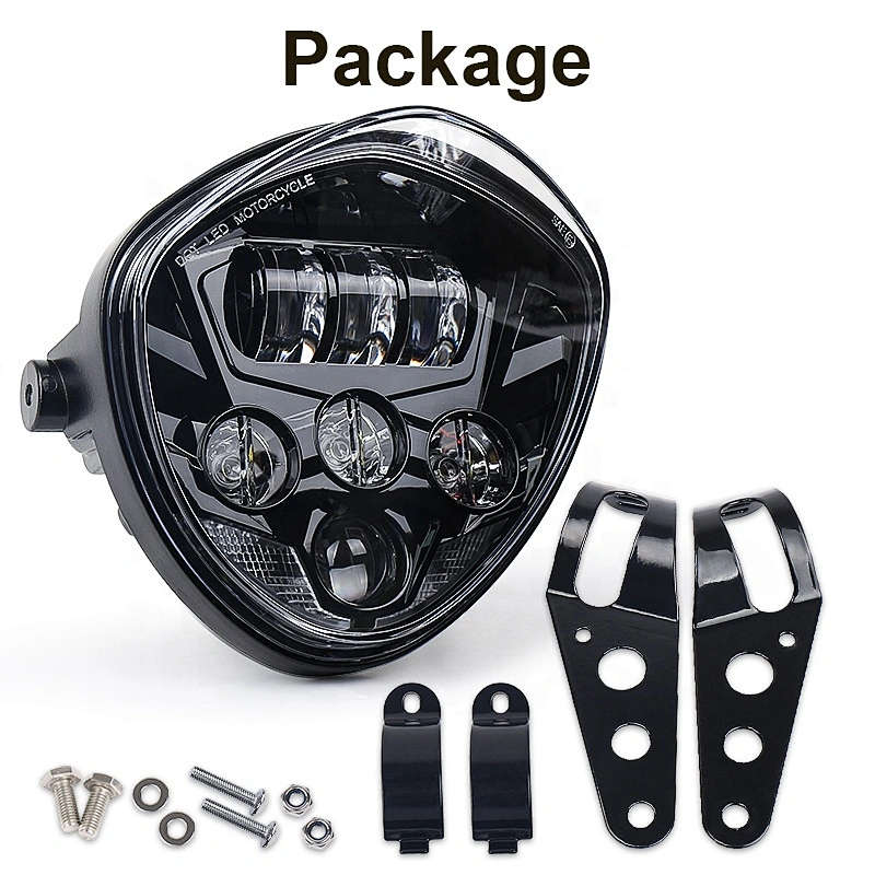 OVOVS Dual Color Motorcycle Headlight Assembly Kit for Honda Suzuki Yamaha