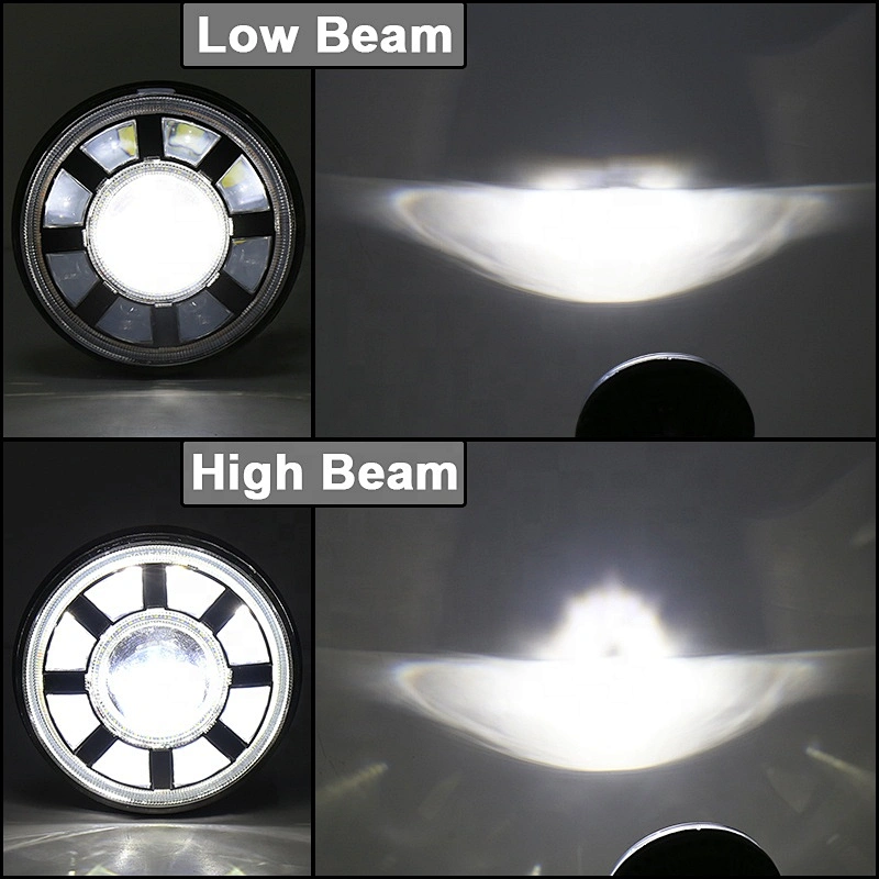 OVOVS 7 inch 60w led Headlight 12v 24v with Halo DRL Turn Signal 7