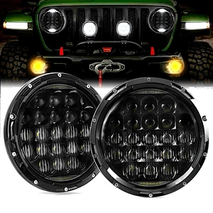 OVOVS 84w High Power Drl H4 5D Lens 7inch Round Led Headlight for Jeep JK TJ LJ CJ