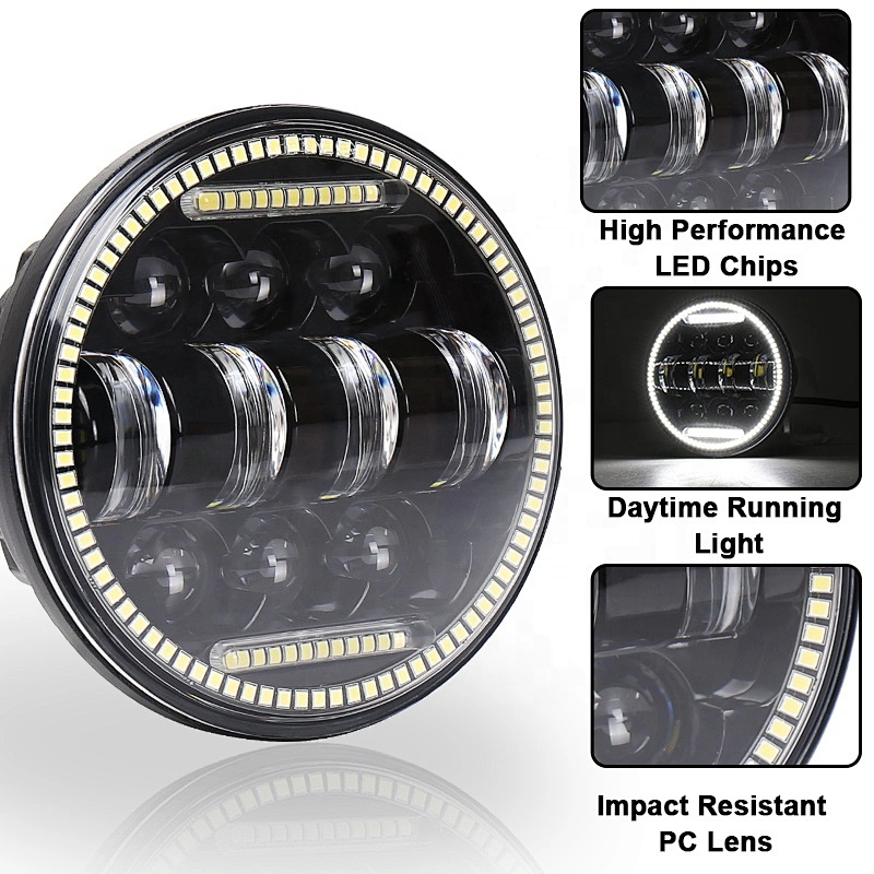 OVOVS 5 3/4 inch 55w Led Motorcycle Headlight with Halo 5.75