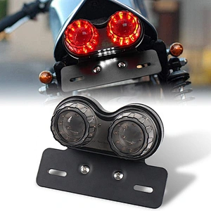 OVOVS Universal Motorcycle Tail Light and License Plate Holder Turn Signals Brake Stop Lights for Harley Bmw Honda