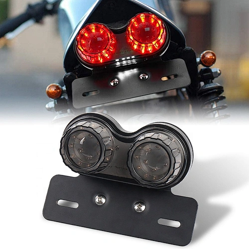 OVOVS Universal Motorcycle Tail Light and License Plate Holder Turn Signals Brake Stop Lights for Harley Bmw Honda