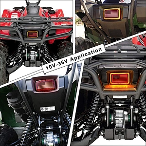 OVOVS ATV Tail Light US Flag OEM Tail Light DRL Brake Smoked TailLight for ATV UTV Yamaha Grizzly